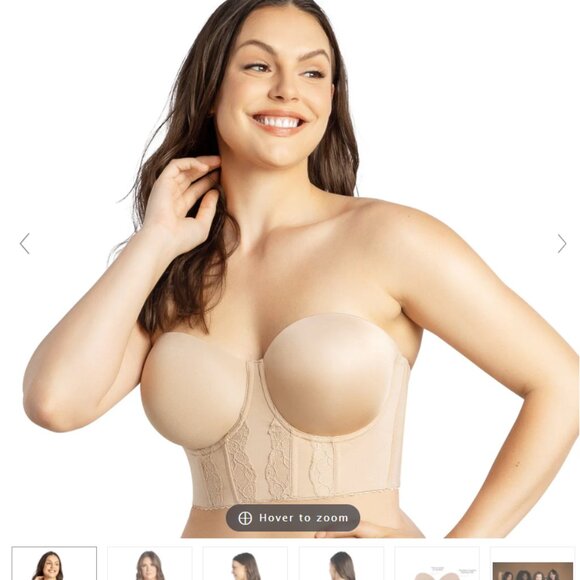 NEW Size 30D, Elissa P50116 Full Bust and Figure Strapless Beige Longline Bra - Picture 4 of 5